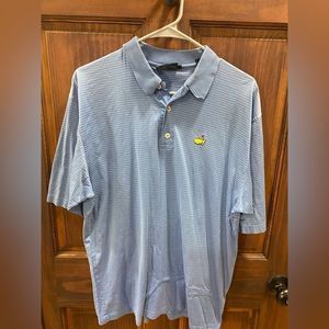 Clubhouse Collection Masters Golf Polo Shirt Mens M Blue Striped Made in Italy